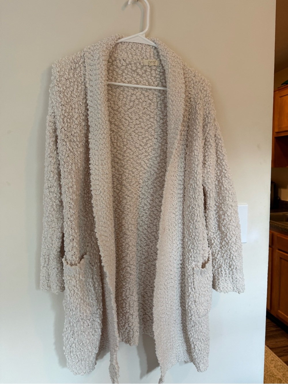 ODDY Cream Chunky Knit Open Cardigan